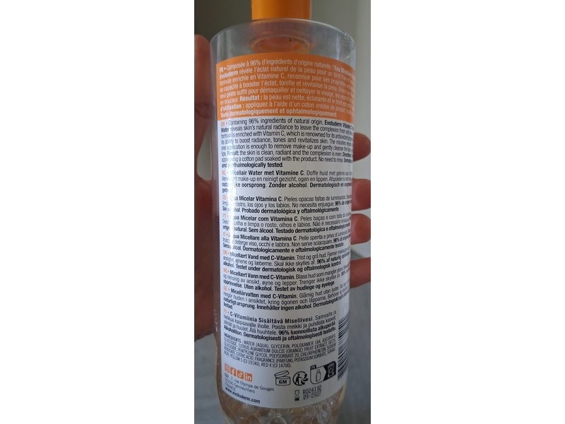 Evoluderm Eau Vitamin C Micellaire Water, Orange Extract, 16.9 fl oz/500 mL