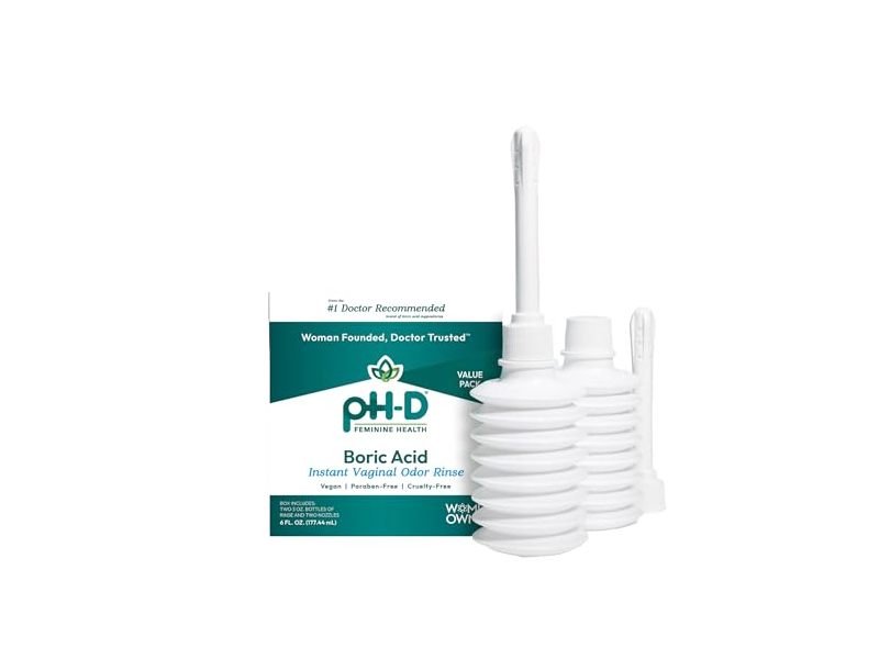 pH-D Feminine Health Support Instant Vaginal Odor Rinse, Boric Acid, 6 fl oz/177.44 mL, Pack Of 2