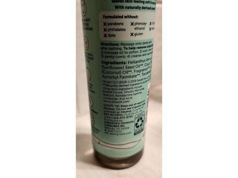 Vivvi & Bloom Baby 2 - In - 1 Scalp & Body Massage Oil, Sunflower Oil & Coconut Oil, 4 fl oz/118 mL