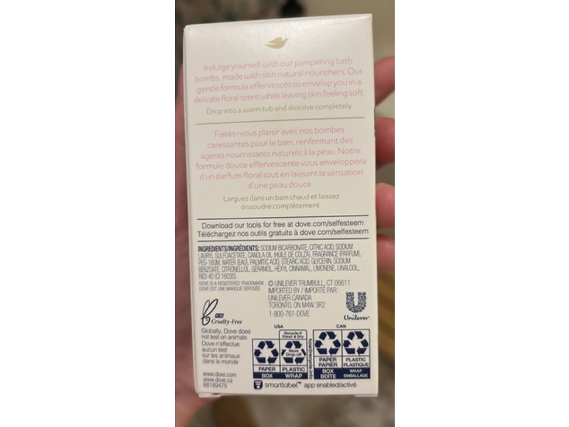 Dove Nourishing Secrets Bath Bomb, Peony & Rose Scent, 2.8 oz/79 g, Pack Of 2