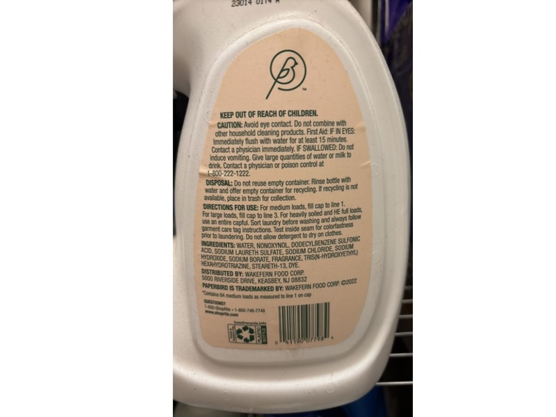 Paperbird Laundry Detergent, Vanilla Lavender, 64 Loads, 100 fl oz/2.95 L