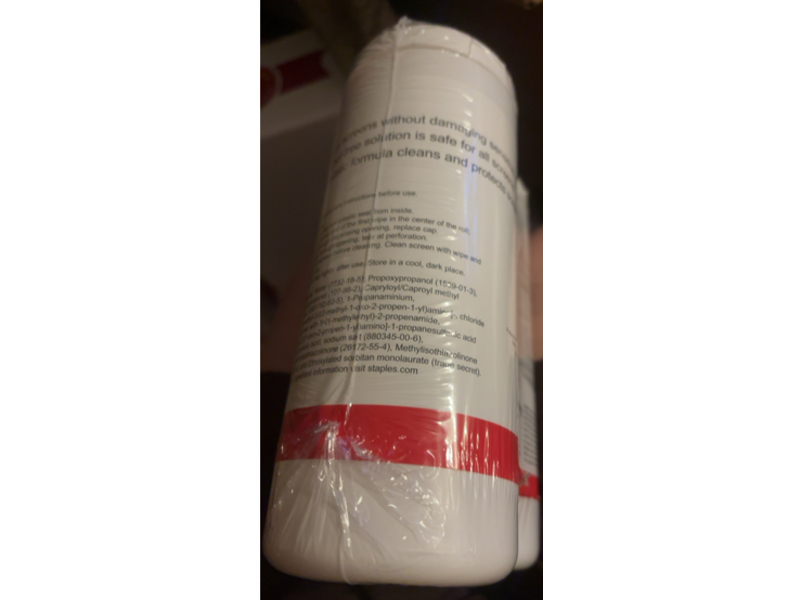 Staples Screen Cleaning Wet Wipes, 100 Count