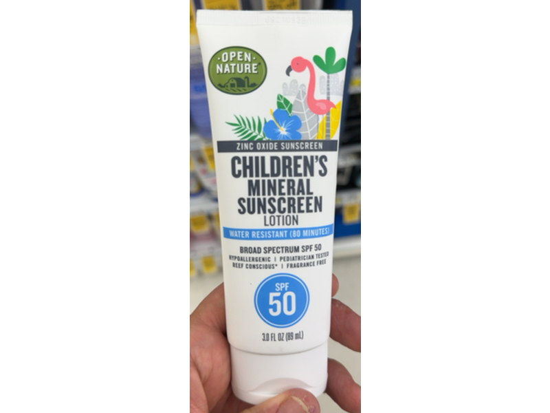 Open Nature Mineral Sunscreen Lotion, Zinc Oxide, SPF 50, 3 fl oz/89 mL