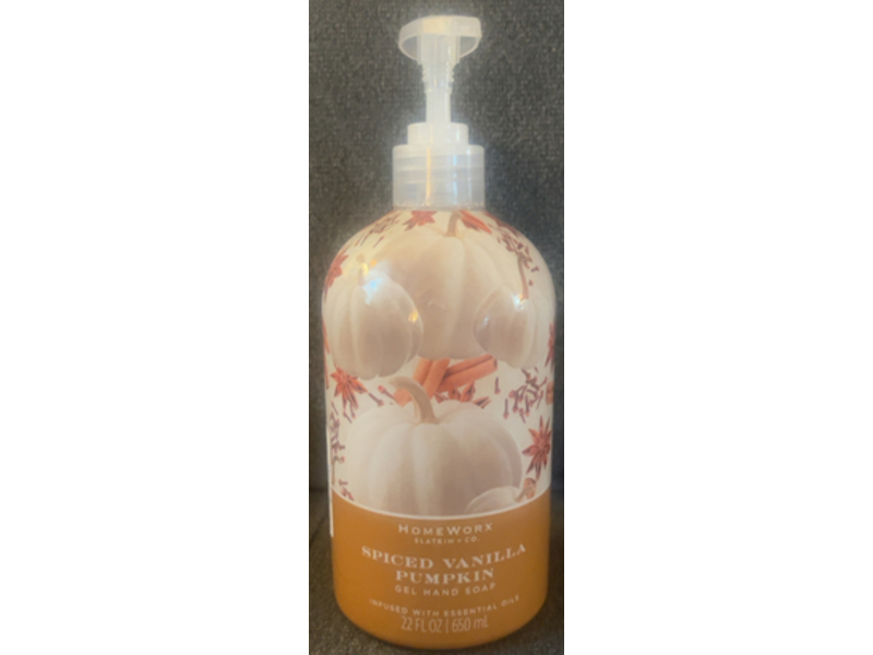 Slatkin&Co. HomeWorx Spiced Vanilla Pumpkin Gel Hand Soap, Essential Oils, 22 fl oz/650 mL
