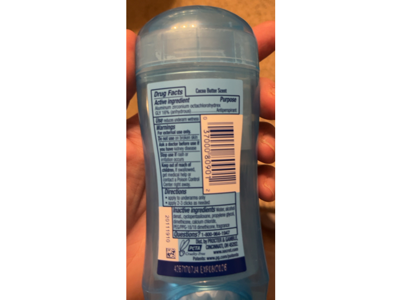 Secret Antiperspirant Deodorant, Cocoa Butter, 2.6 oz/ 73 g