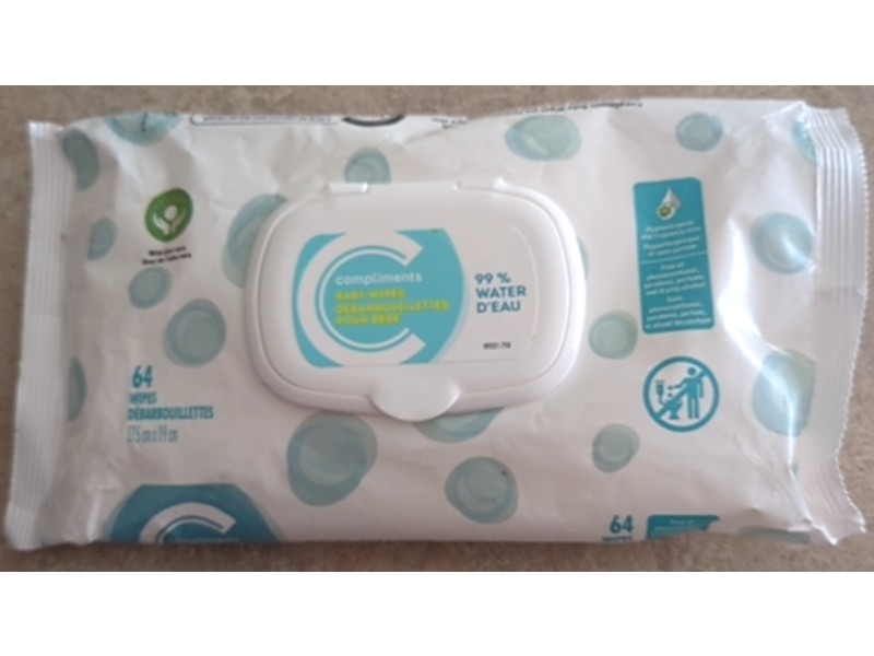 Compliments Baby Wipes, Aloe Vera, 64 Count