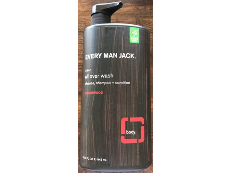 Every Man Jack 3-in-1 All Over Wash, Cedarwood, Brown, 32 fl oz/945 mL