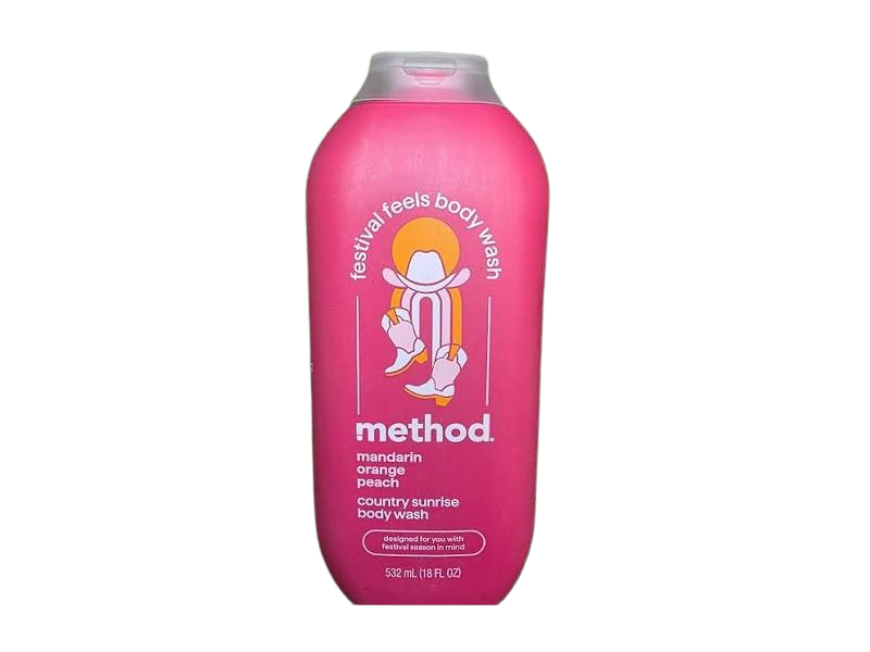 Method Festive Feels Body Wash, Country Sunrise, Mandarin Orange + Peach,18 fl oz/532 mL