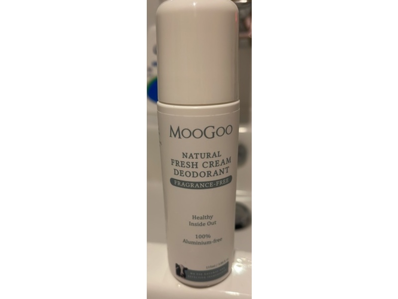 MooGoo Natural Fresh Cream Deodorant, Fragrance-Free, 3.88 fl oz/115 mL