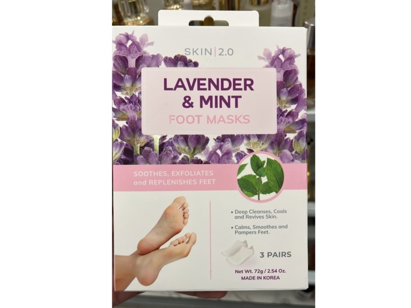 Skin 2.0 Foot Masks, Lavender & Mint, 2.54 oz/72 g, 3 Pairs