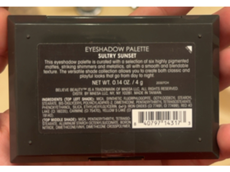 Believe Beauty Eyeshadow Palette, Sultry Sunset, 0.14 oz/4 g