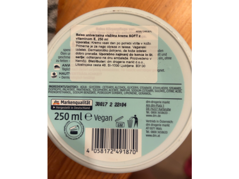 Balea Soft Creme, 250 mL