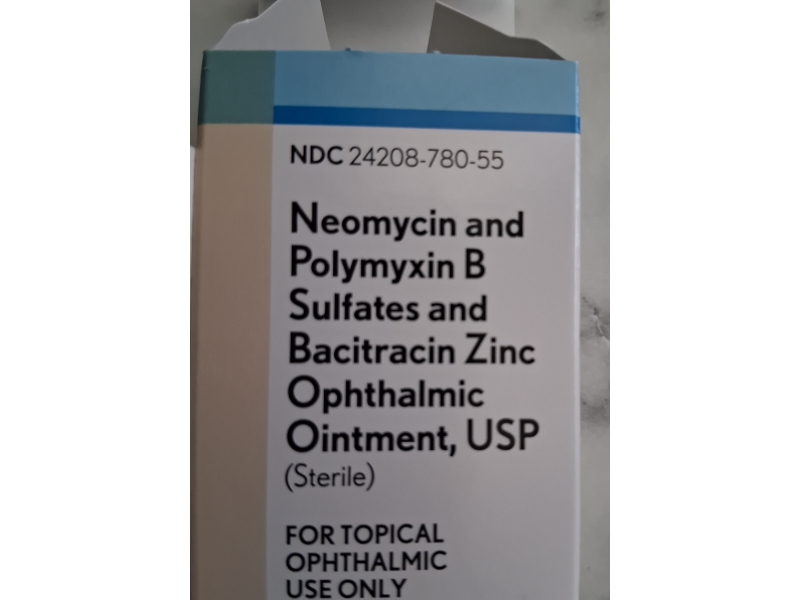 Neomycin and Polymyxin B Sulfates and Bacitracin Zinc Ophthalmic Ointment, 0.125 oz/3.5 g, Bausch & Lomb (Rx)