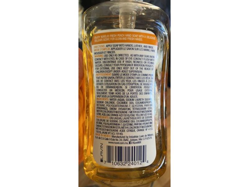 Nuvel Hand Soap, Fresh Peach, Cleanses & Moisturize, 15 fl oz/444 mL