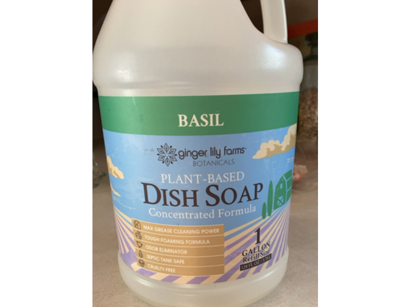 Ginger Lily Farms Botanicals Plant-Based Dish Soap, Fragrance Free, 128 fl oz/3.78 L