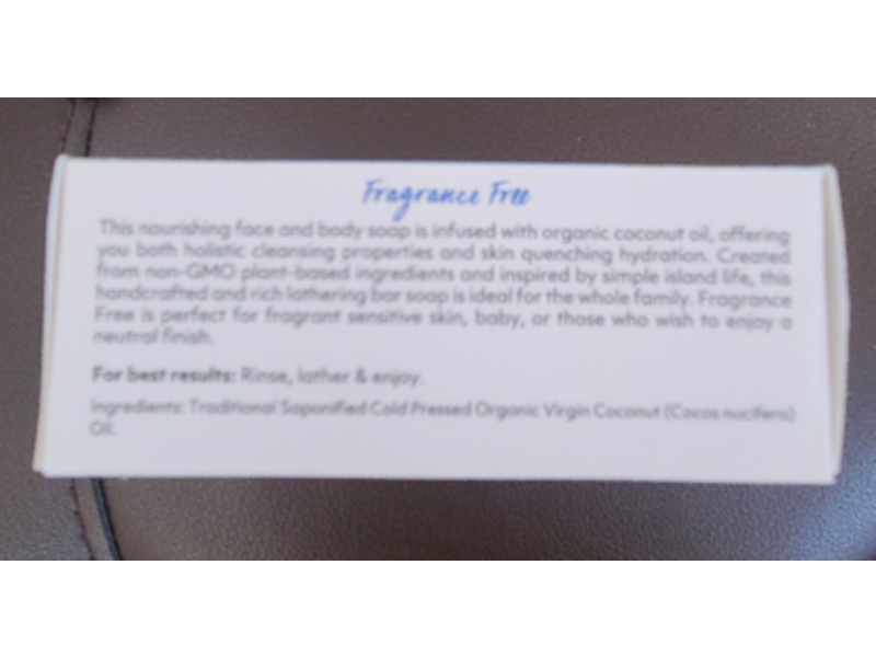 Organic Fiji Coco Fiji Face & Body Soap, Fragrance Free, 7 oz/198 g