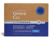Grove Co. Pure Powder Enzymatic Laundry Detergent Sheets, Free & Clear, 35 Loads, 5.55 fl oz/157.3 g, 35 Count - thumbnail 1