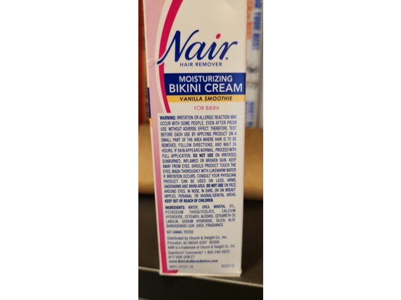 Nair Hair Remover Moisturizing Bikini Cream, Vanilla Smoothie, 2 oz/57 g