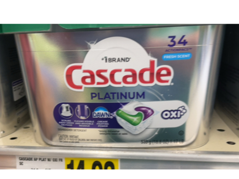 Cascade Platinum + Oxi ActionPacs, Fresh Scent, 18.08 oz/530 g, 34 Pacs