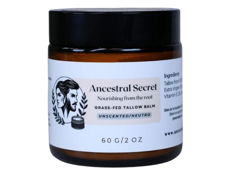 Ancestral Secret Grass-Fed Tallow Balm, Unscented, 2 oz/60 g