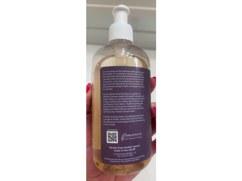 Puracy Gel Hand Soap, Lavender + Vanilla, 12 fl oz/355 mL, Pack Of 2