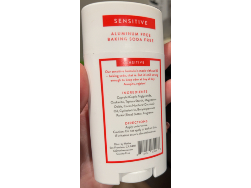 Native Sensitive Deodorant, Candy Cane, 2.65 oz/75 g