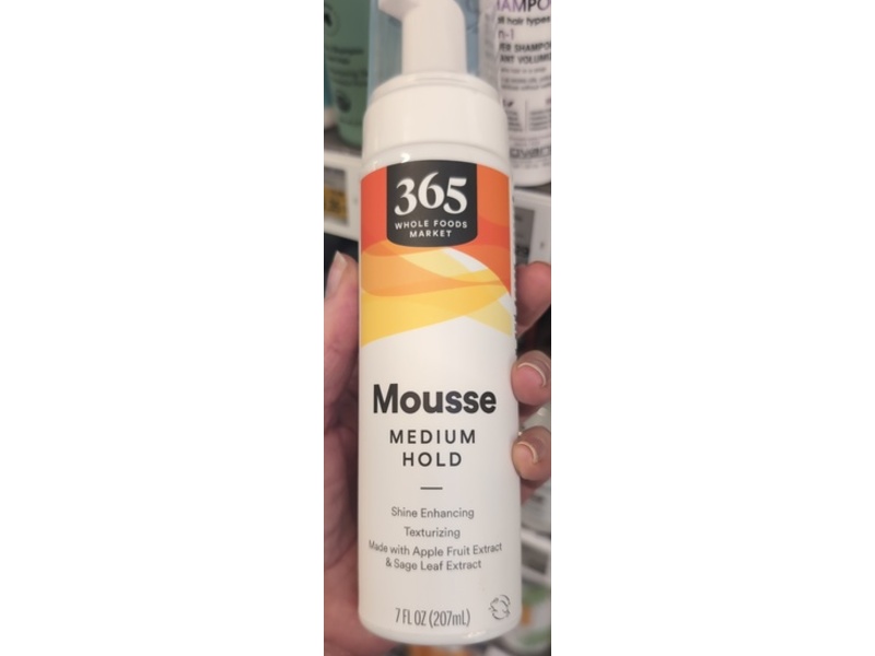 365 Whole Foods Market Mousse, Medium Hold, Apple Fruit Extract+Sage Leaf Extract, 7 fl oz/207 mL