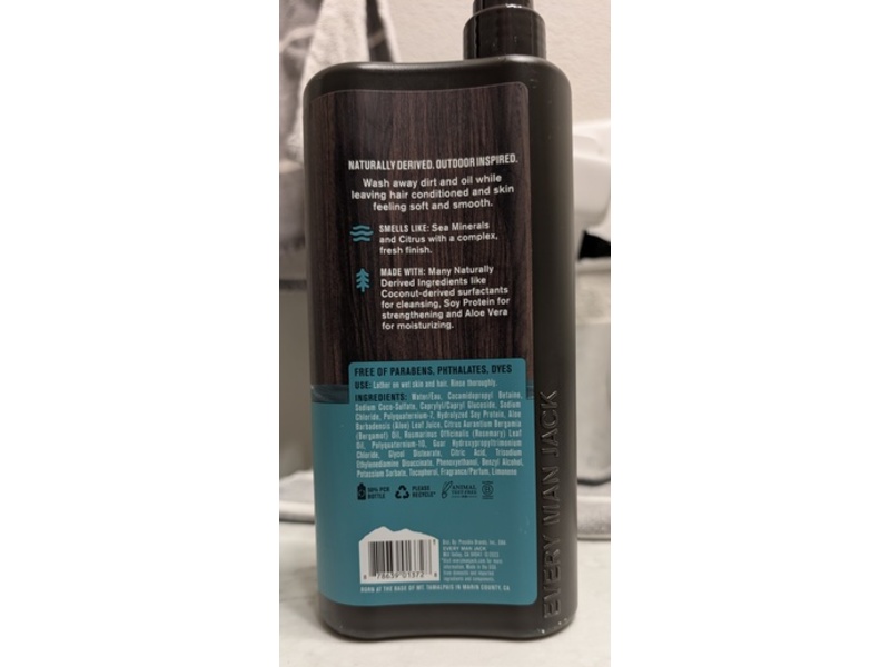 Every Man Jack All Over Wash 3-In-1 Body Wash+Shampoo+Conditioner, Sea Salt + Citrus, 28.8 fl oz/852 mL