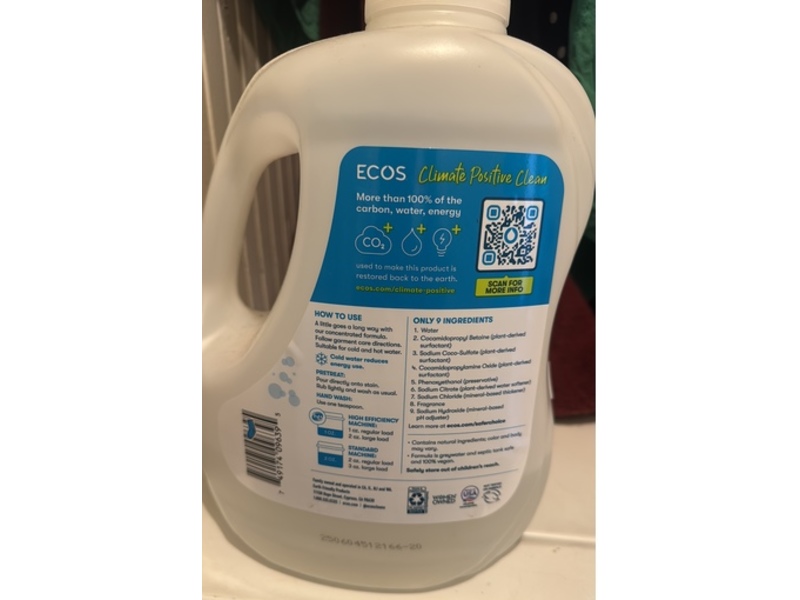 ECOS Laundry Detergent, Magnolia & Lily, 225 Loads, 2.25 fl oz/6.65 L