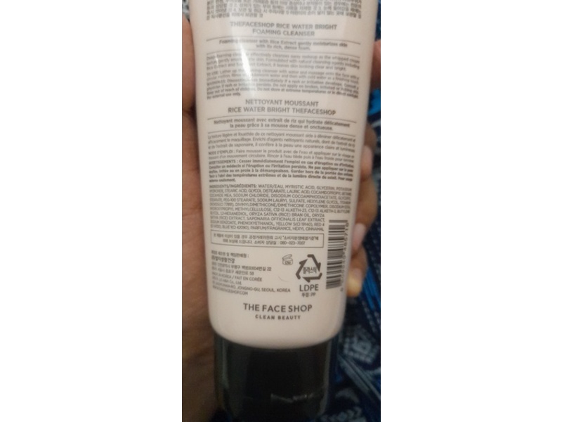 The Face Shop Foaming Cleanser, Rice Water Bright, 5.0 fl oz