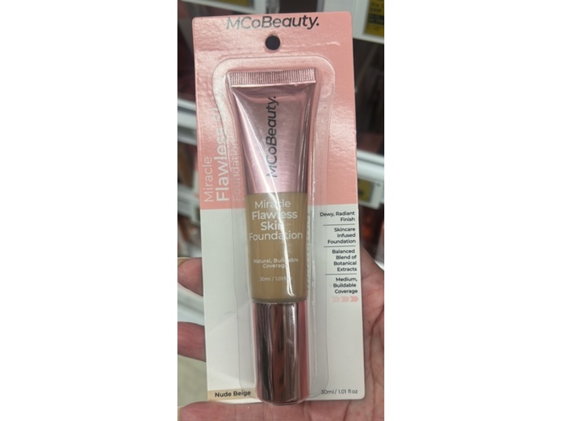 McoBeauty Miracle Flawless Skin Foundation, Nude Beige, 1.01 fl oz/30 mL