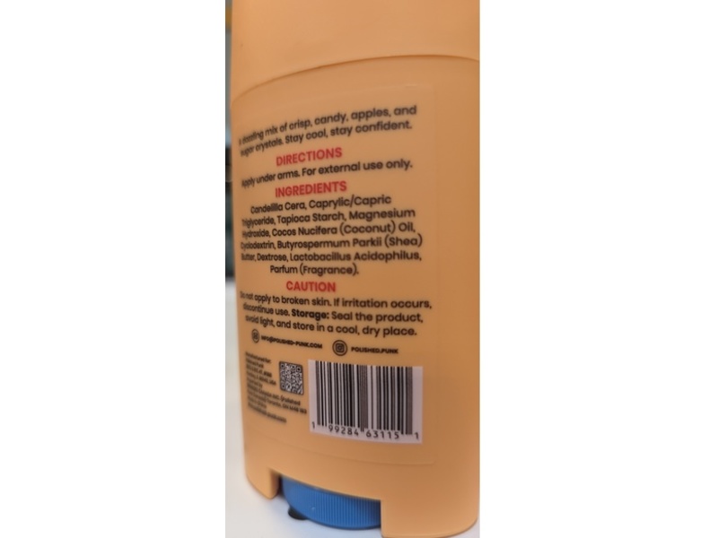 Polished Punk Natural Deodorant, Candy Apple, 2.65 oz/75 g