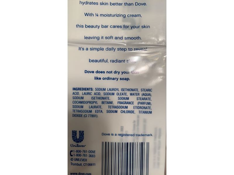 Dove White Beauty Bar With Deep Moisture, 3.75 oz, 16 ct