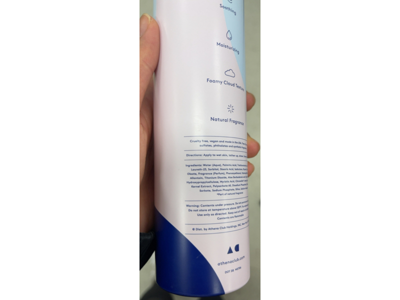 Athena Club Cloud Shave Foam, Aloe & Oat Extract, 6.7 oz/189 g