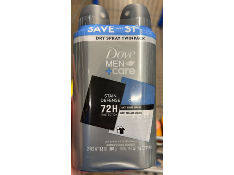 Dove Men +care Dry Spray Antiperspirant, Stain Defense Set, 3.8 oz/107 g