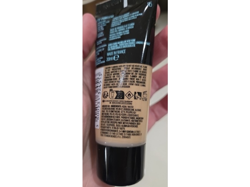 Maybelline New York Fit Me Matte & Poreless Foundation, 115 Ivory, 1 fl oz/30 mL
