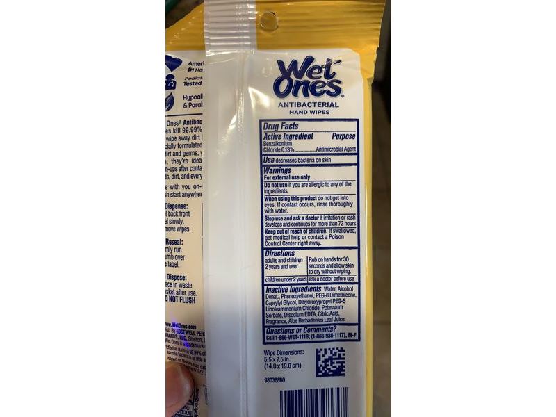 Wet Ones Antibacterial Hand Wipes, Tropical Splash, 20 Count