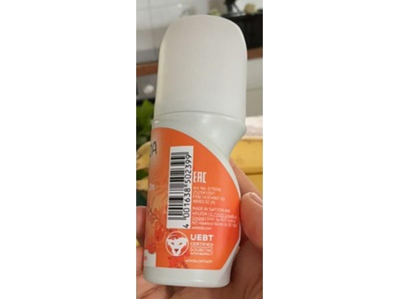 Weleda 24H Deodorant Roll-On, Sea Buckthorn, 50 mL