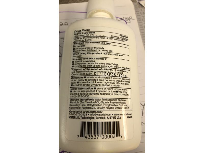 Water Jel Burn Jel Minor Burn Relief Gel, 4 fl oz/118 mL