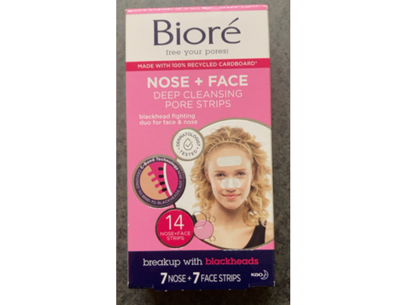 Biore Nose + Face Deep Cleansing Pore Strips Duo, Blackhead, 14 Count