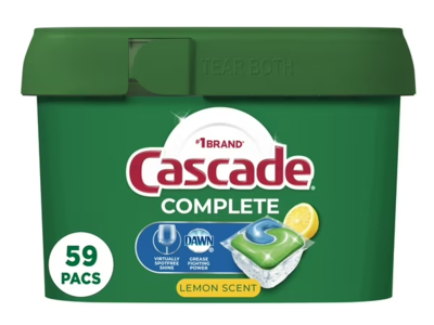 Cascade Complete Dishwasher Detergent, Lemon, 59 Pacs, 30.5 oz/867 g