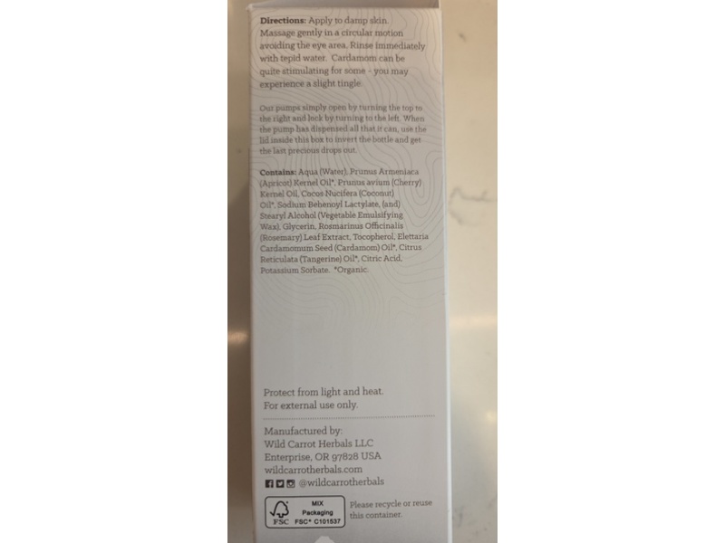 Wild Carrot Cardamom Facial Cleanser, 5 fl oz/150 mL