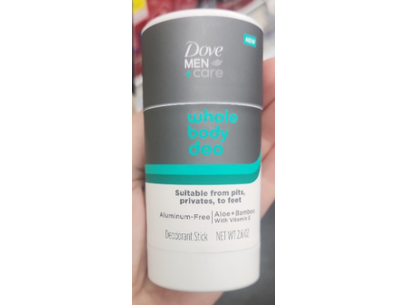 Dove Men + Care Whole Body Deo Deodorant Stick, Aloe + Bamboo & Vitamin E, 2.6 oz