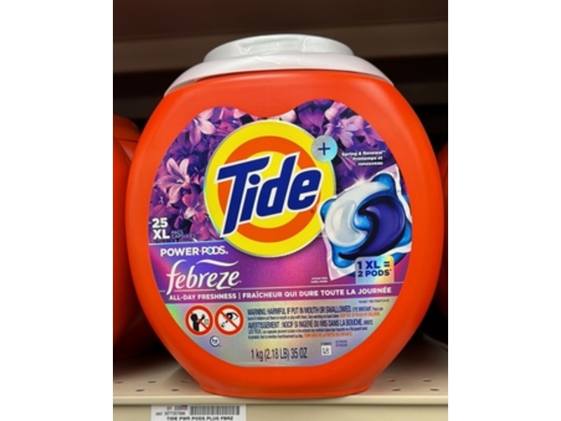 Tide+ Powder Pods Febreze All-Day Freshness, Spring & Renewal, 35 oz/1 Kg, 25 XL Capsules
