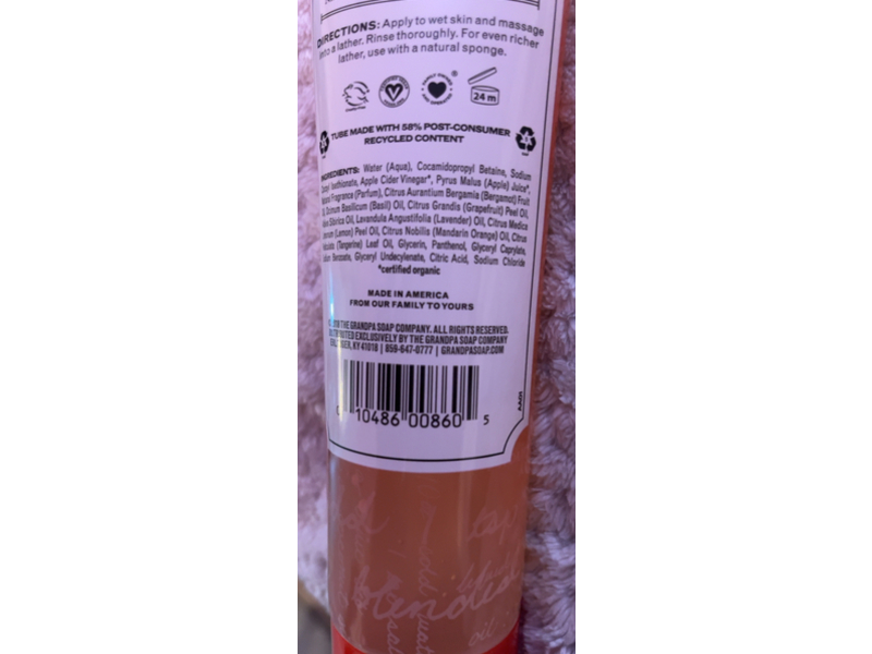 The Grandpa Soap Co Revitalize Body Wash, Apple Cider Vinegar, 9.5 fl oz/280 mL