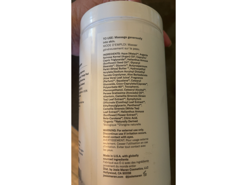 Josie Maran Body Butter, Vanilla Raspberry, 32 fl oz/950 mL