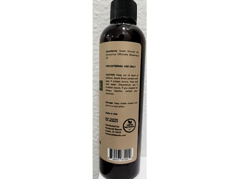 Handcraft Body & Hair Oil, Blends Sweet Almond Oil, Rosemary Oil 8 fl oz/236 mL