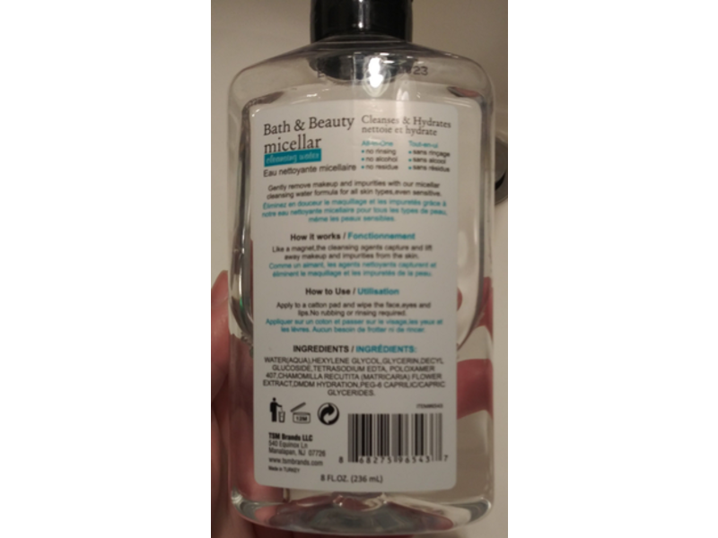 Bath & Beauty Micellar Cleansing Water, 8 fl oz/236 mL