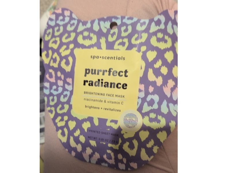 Spa Scentials Purrfect Radiance Brightening Face Mask, Niacinamide & Vitamin C, 0.81 oz/23 g