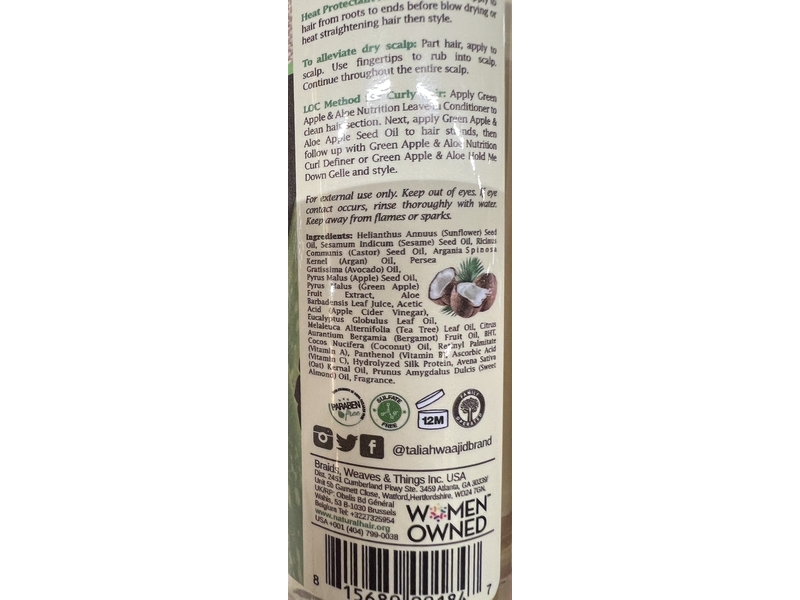 Taliah Waajid Nutrition Apple Seed Oil Green Apple & Aloe, 4 fl oz/118 mL